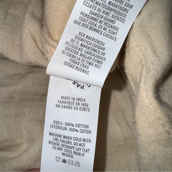 Aerie Gauzy High Waisted Shorts Beige Cotton Size Large - Picture 4 of 8